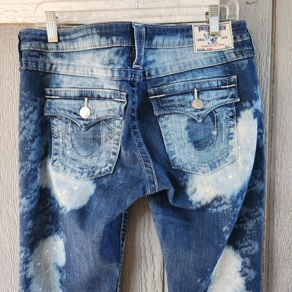 True Religion Cosmic Splatter Skinny Flap Low 31 X 31 Stretch Streetwear Y2K